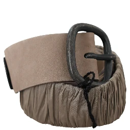 Brown Solid Leather Waist Metal Buckle Belt