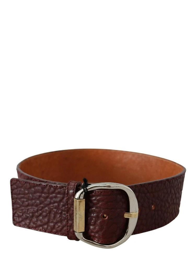 Bordeaux Wide Leather Waist Gold Silver Belt