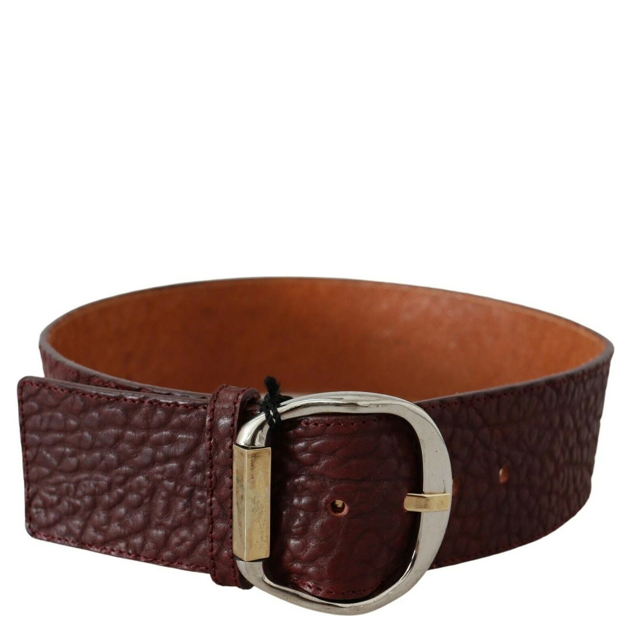 Bordeaux Wide Leather Waist Gold Silver Belt