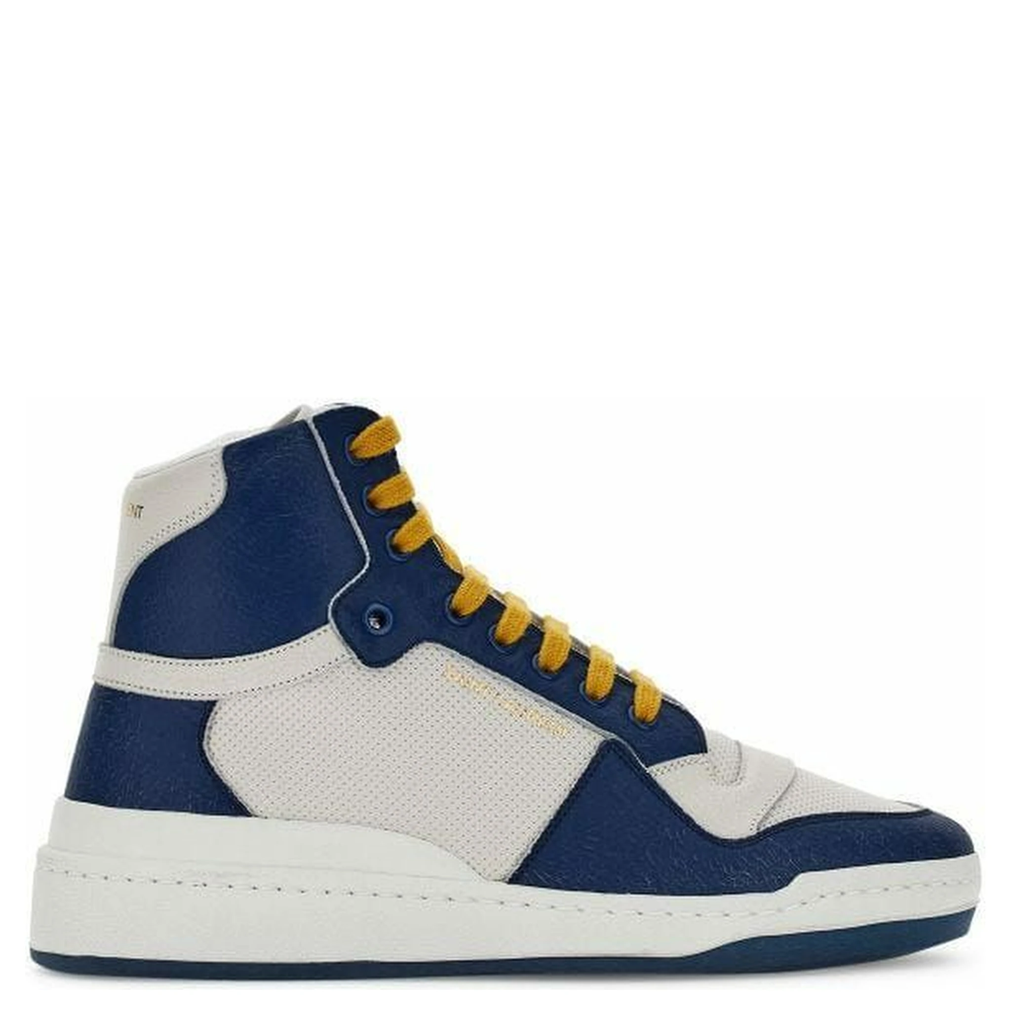 Blue Calf Leather Mid Top Sneakers