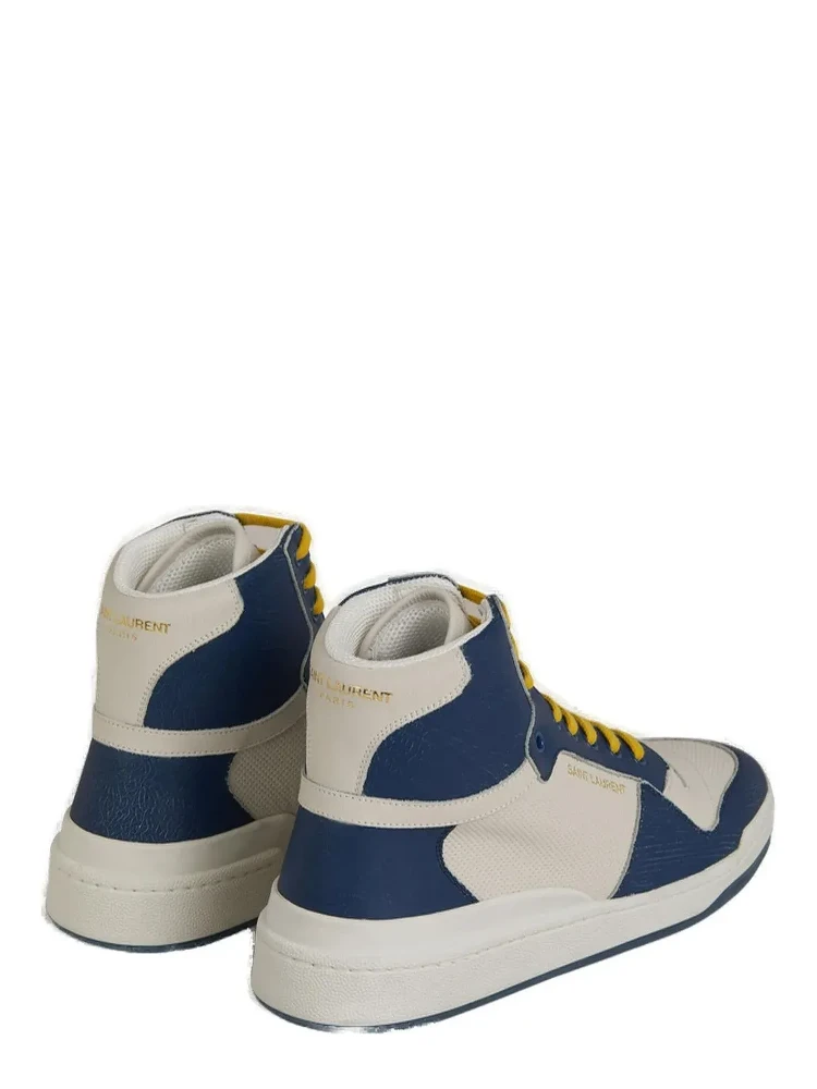 Blue Calf Leather Mid Top Sneakers alternative