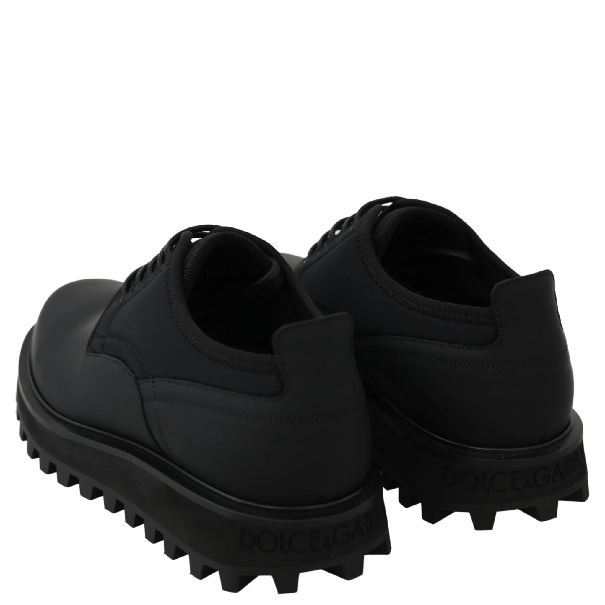 Black Rubberized Calfskin Chunky Derby Vulcano Shoes