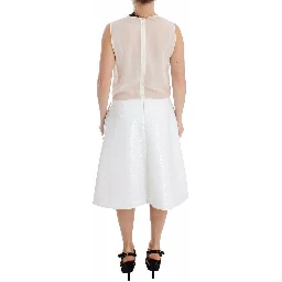White Pleated Bottom Tank Sheath Transparent Dress