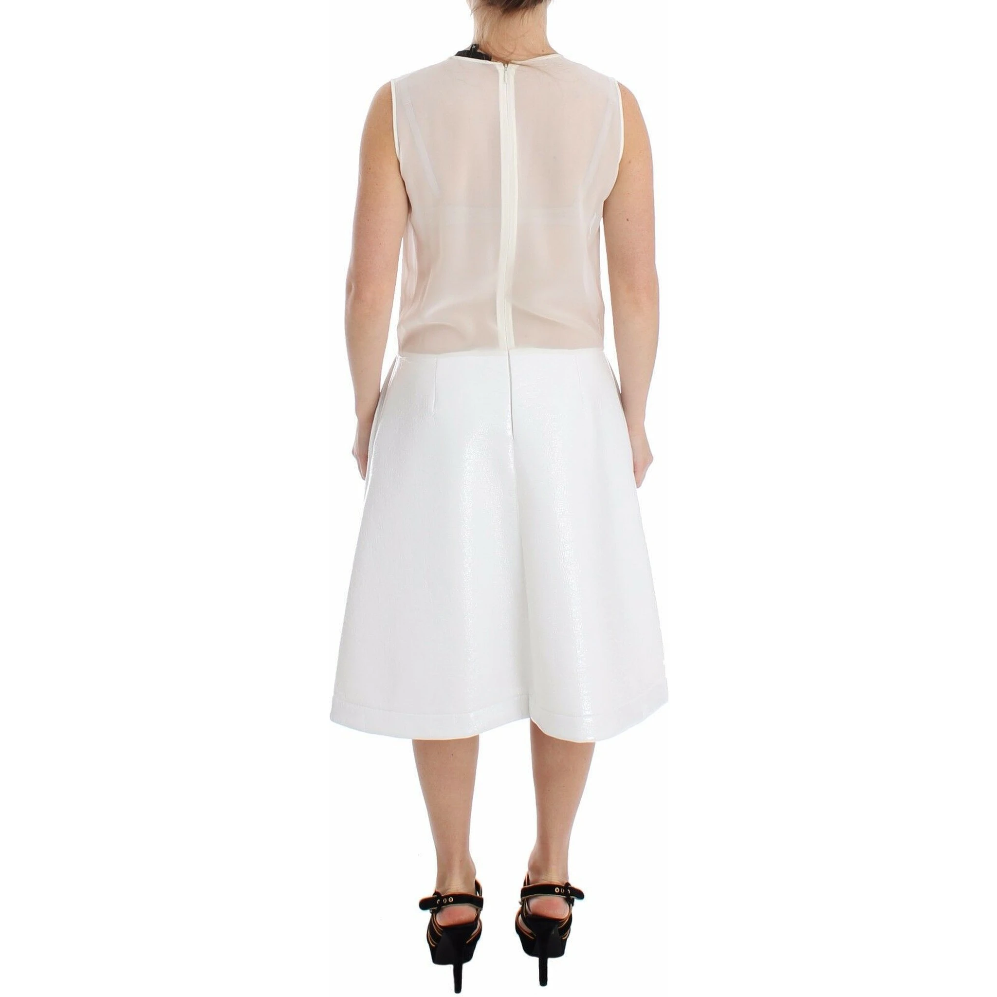 White Pleated Bottom Tank Sheath Transparent Dress