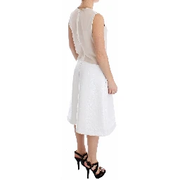 White Pleated Bottom Tank Sheath Transparent Dress