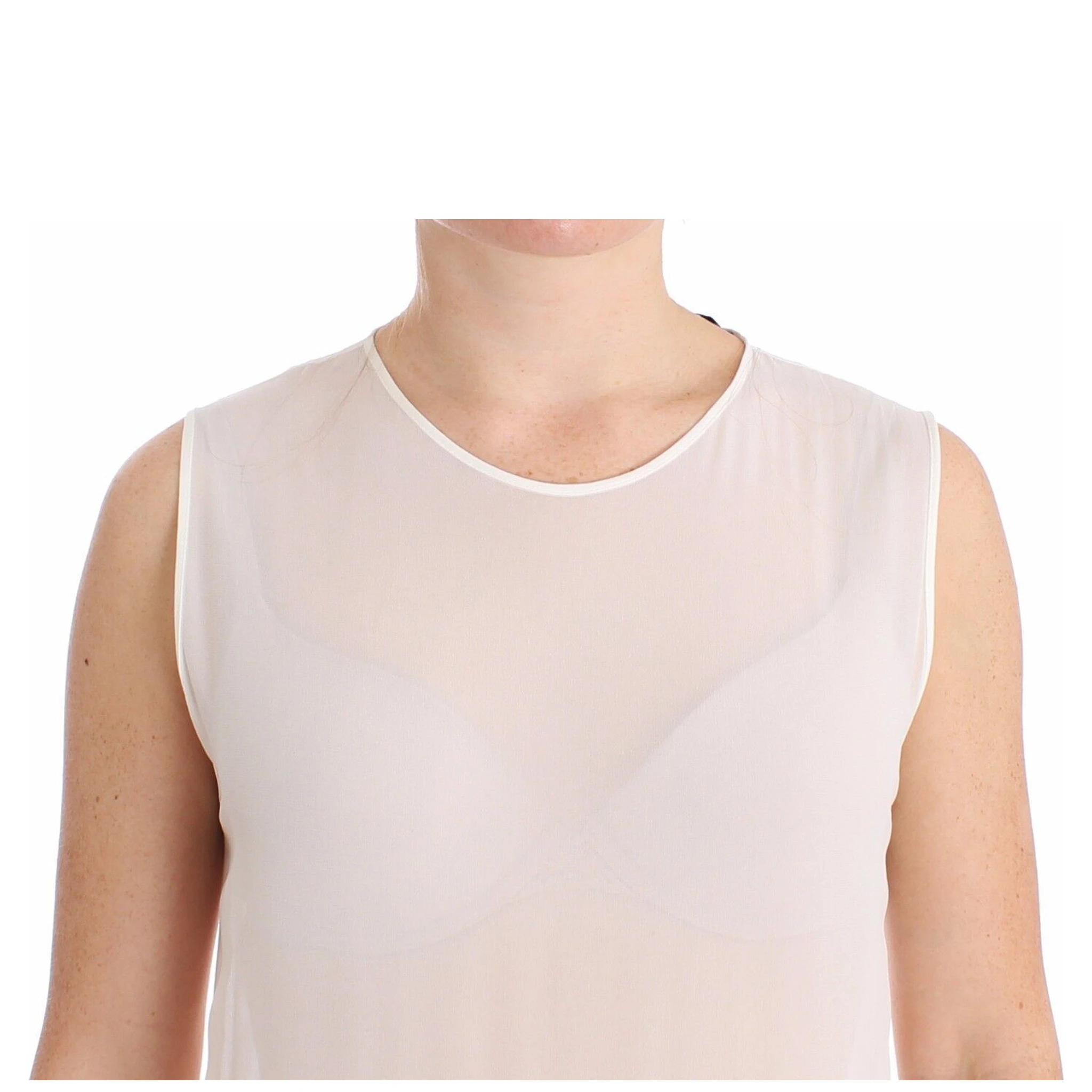 White Pleated Bottom Tank Sheath Transparent Dress