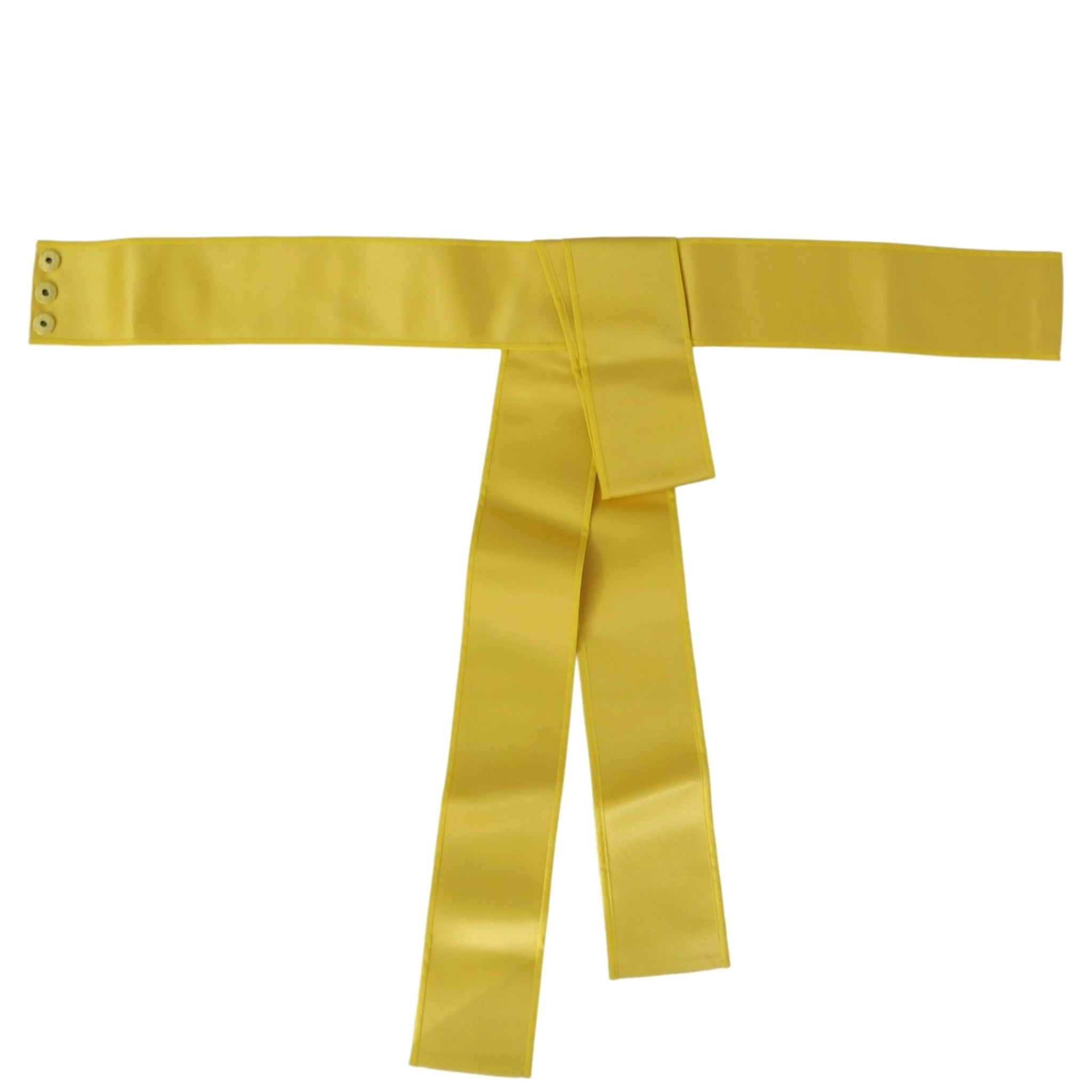 Yellow Wide Snap Button Closure Silk Belt