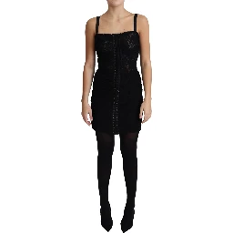 Black Lace Up Floral Corset Bustier Mini Dress