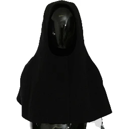 Black Wool Whole Head Hooded Scarf Hat