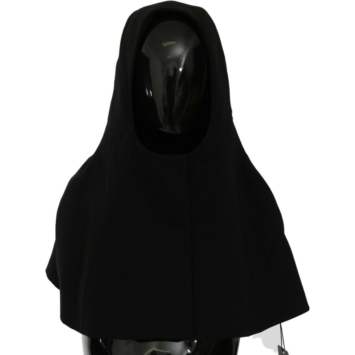 Black Wool Whole Head Hooded Scarf Hat