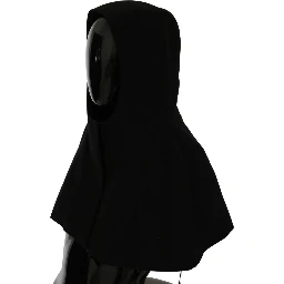 Black Wool Whole Head Hooded Scarf Hat