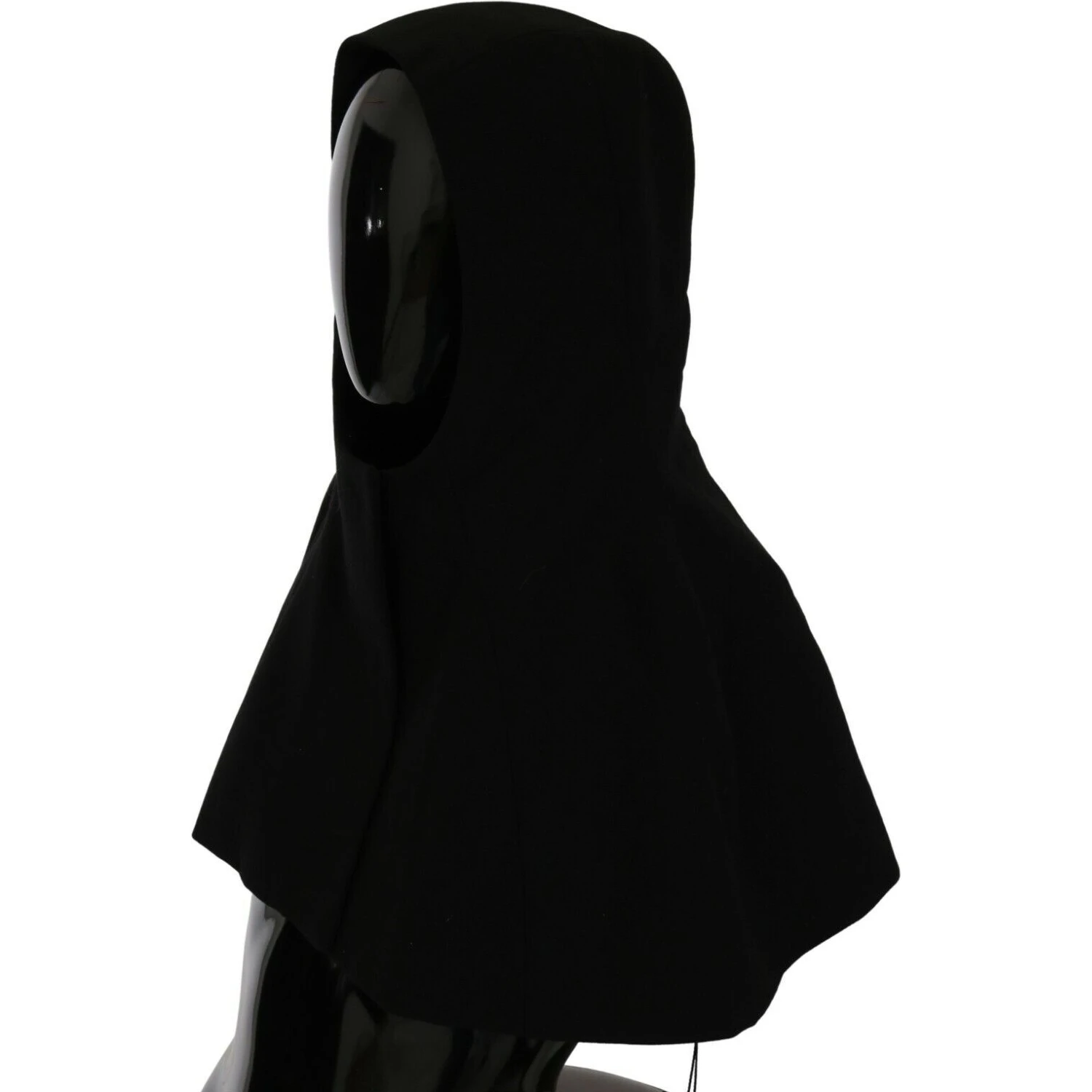 Black Wool Whole Head Hooded Scarf Hat