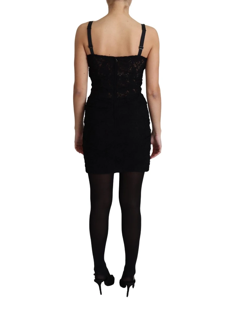 Black Lace Up Floral Corset Bustier Mini Dress alternative