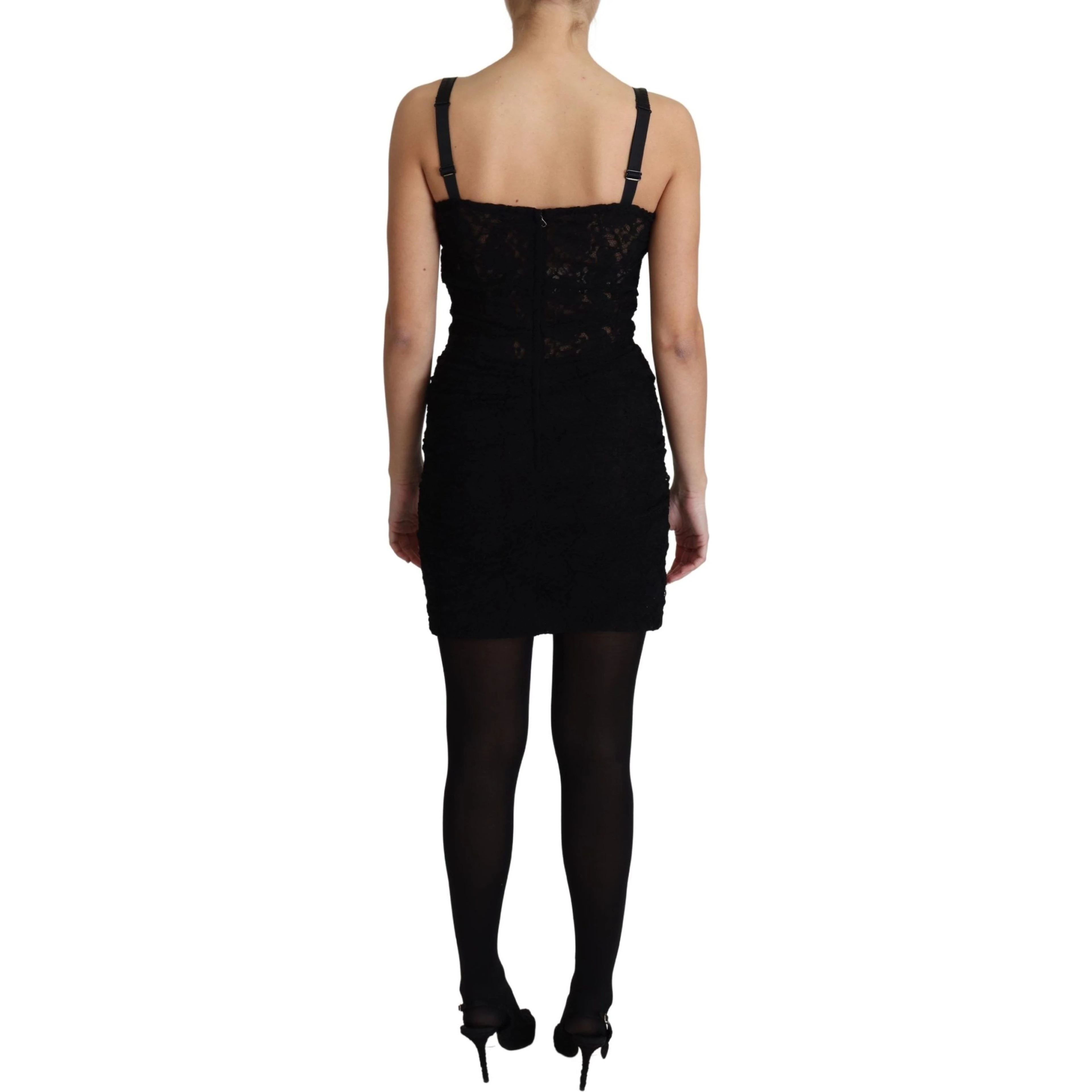 Black Lace Up Floral Corset Bustier Mini Dress