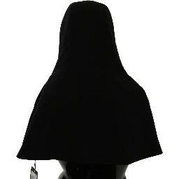 Black Wool Whole Head Hooded Scarf Hat