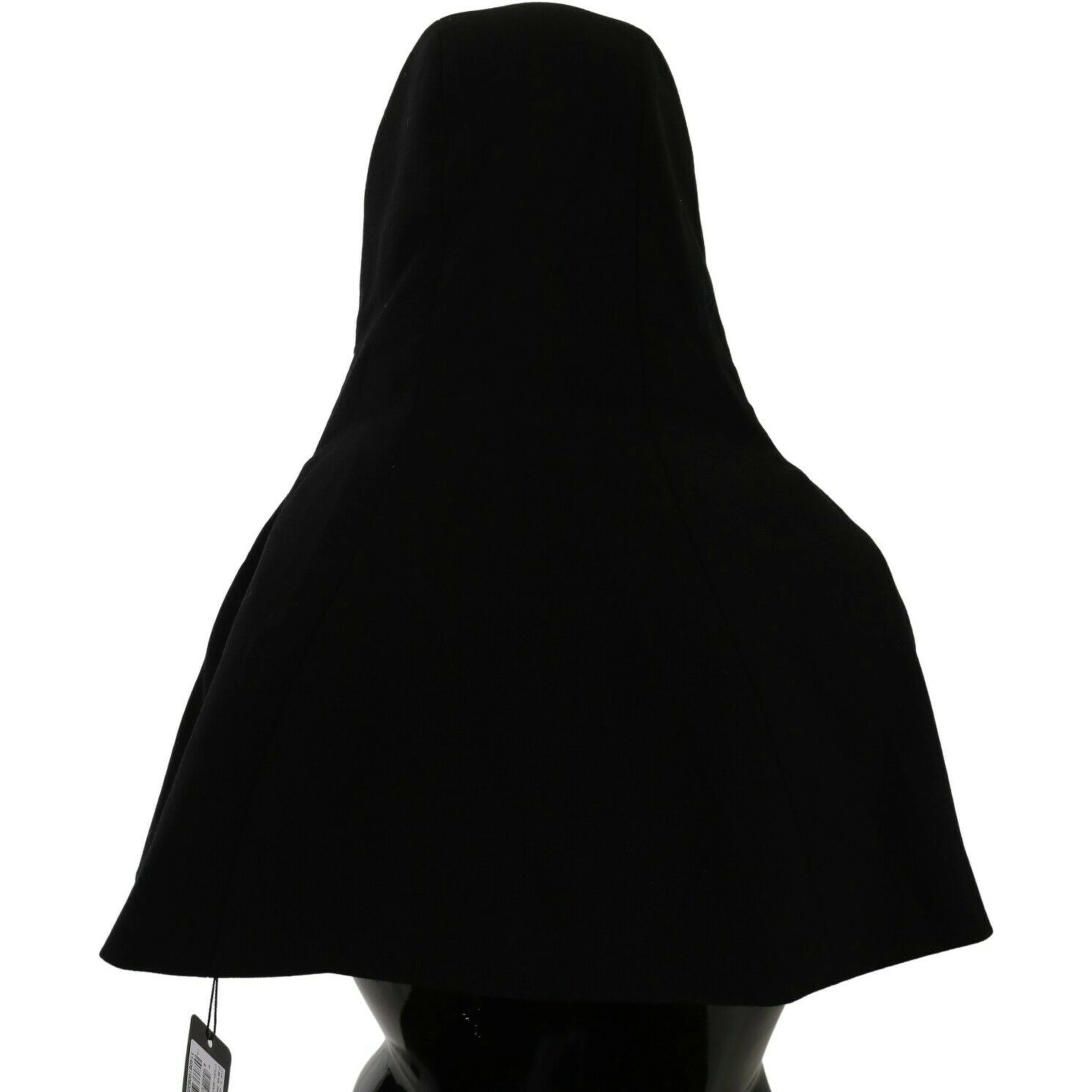 Black Wool Whole Head Hooded Scarf Hat