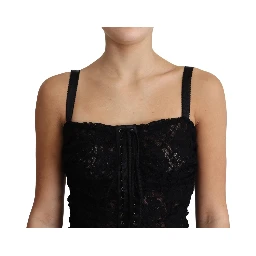 Black Lace Up Floral Corset Bustier Mini Dress