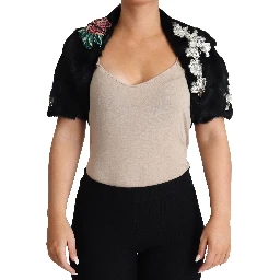 Black Rabbit Fur Crystals Sequin Coat