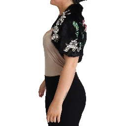 Black Rabbit Fur Crystals Sequin Coat