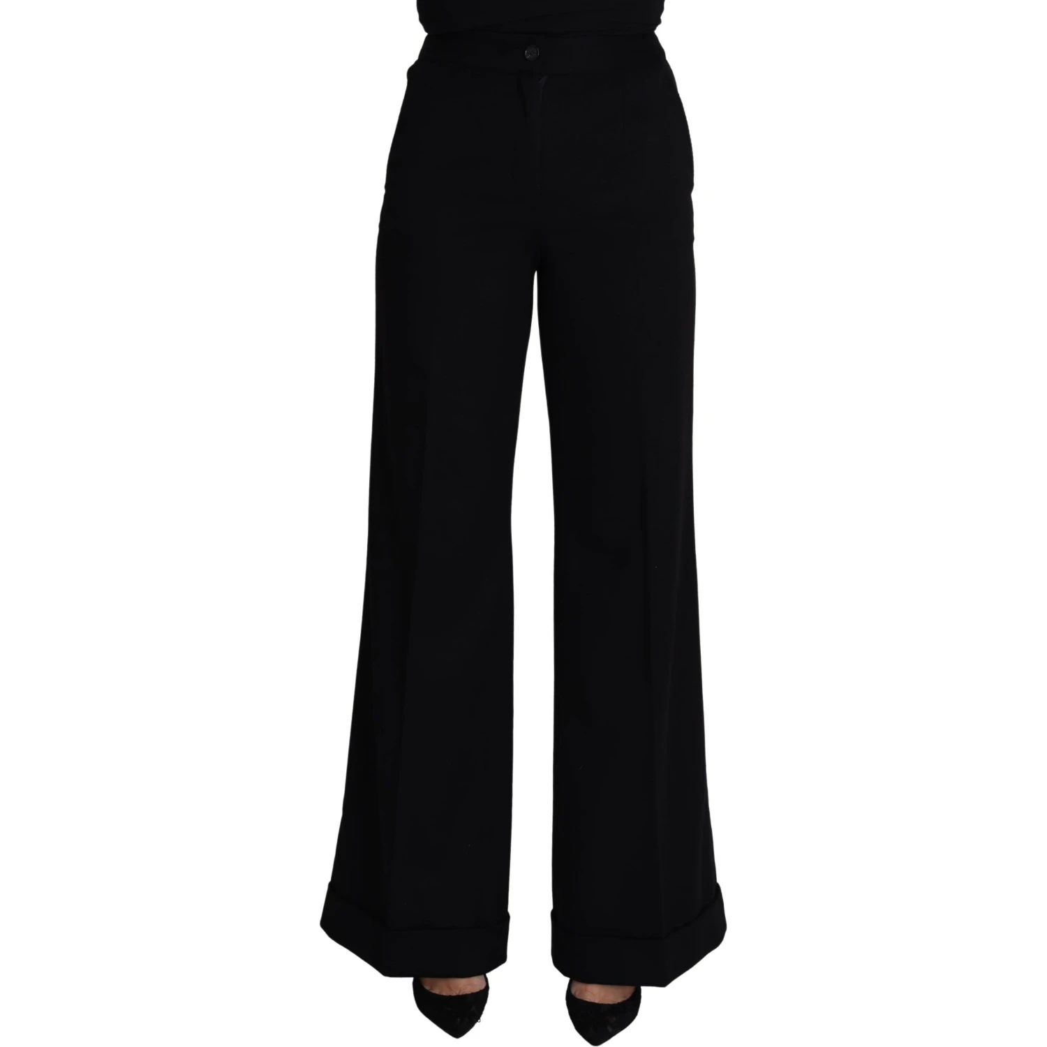 Black Cashmere Wide Leg Women Trouser Pants