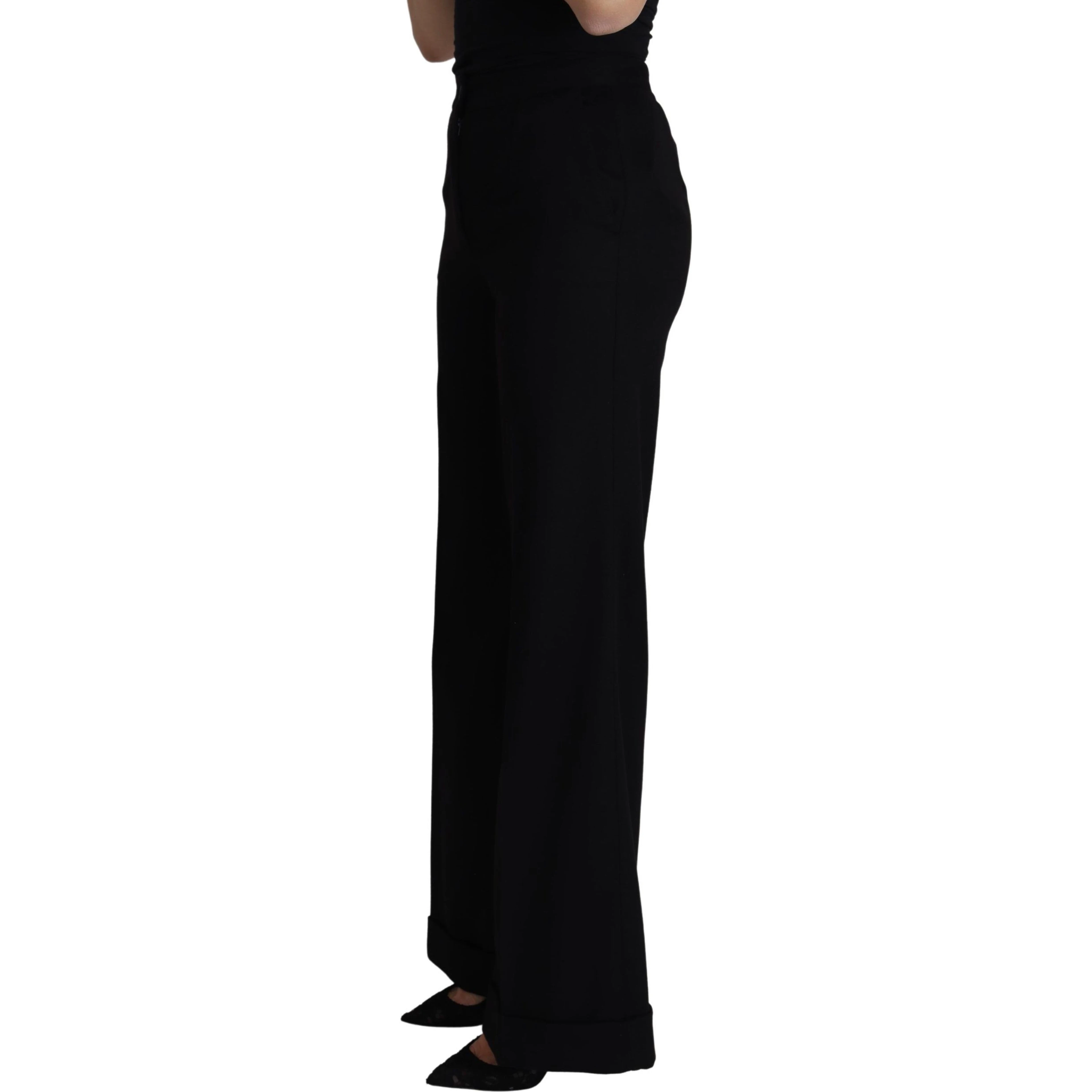 Black Cashmere Wide Leg Women Trouser Pants