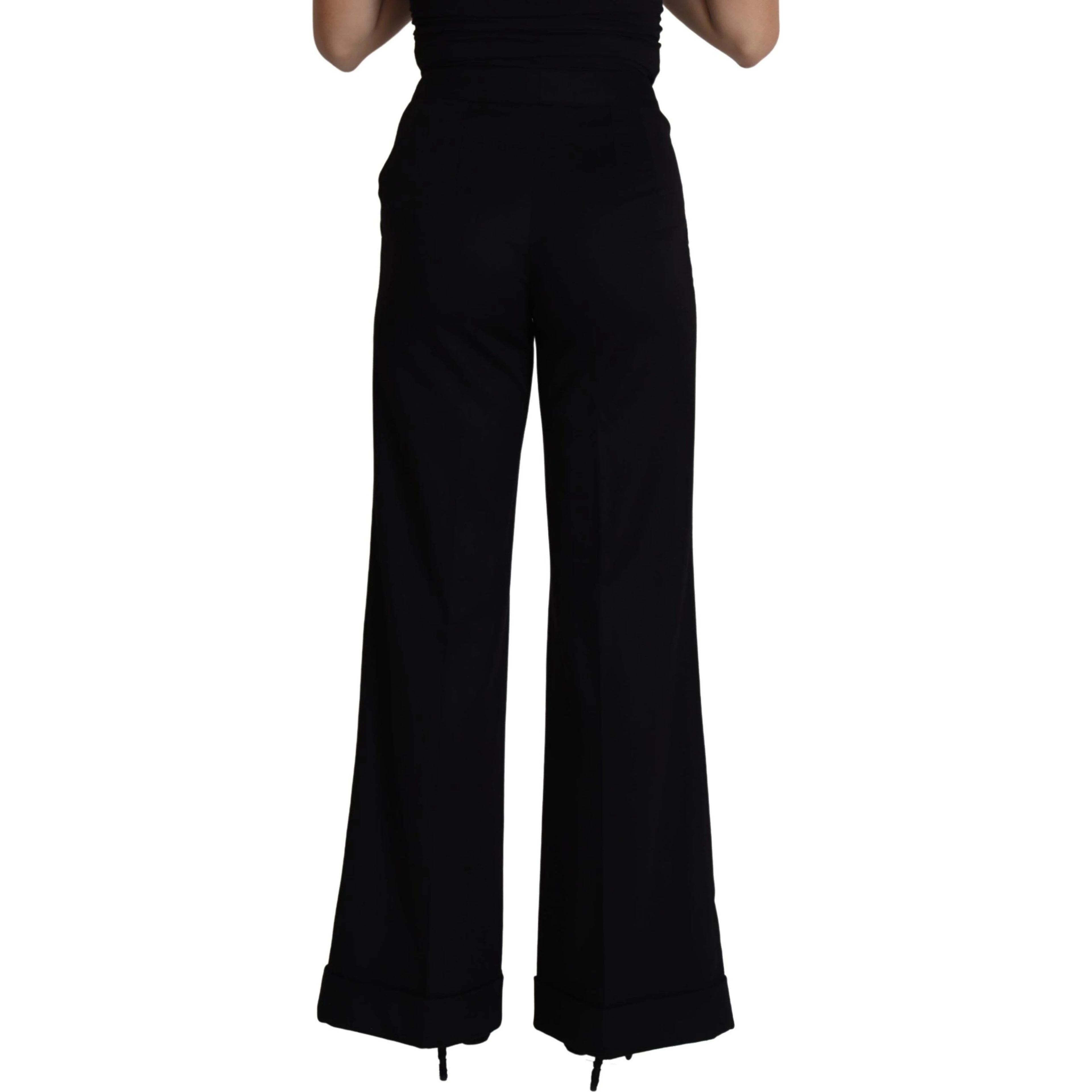 Black Cashmere Wide Leg Women Trouser Pants
