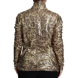 Brown Leopard Fit Turtleneck Sequin Sweater