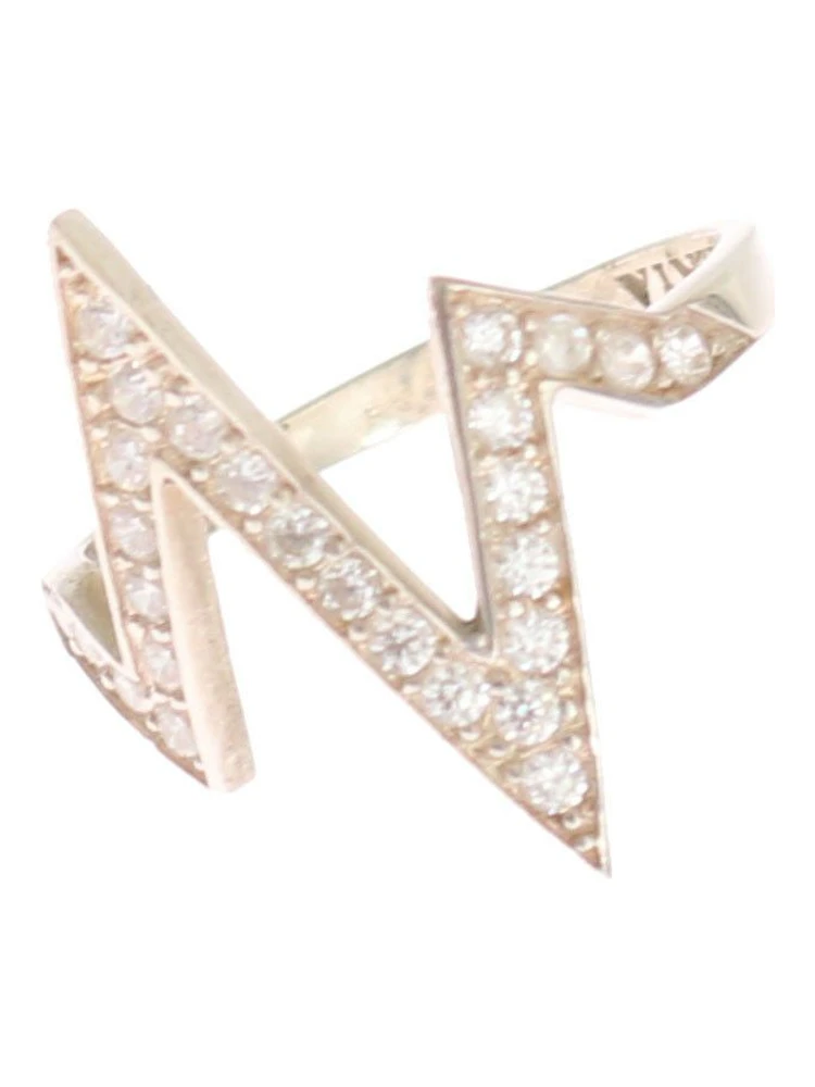 Silver Authentic Womens Clear Ring