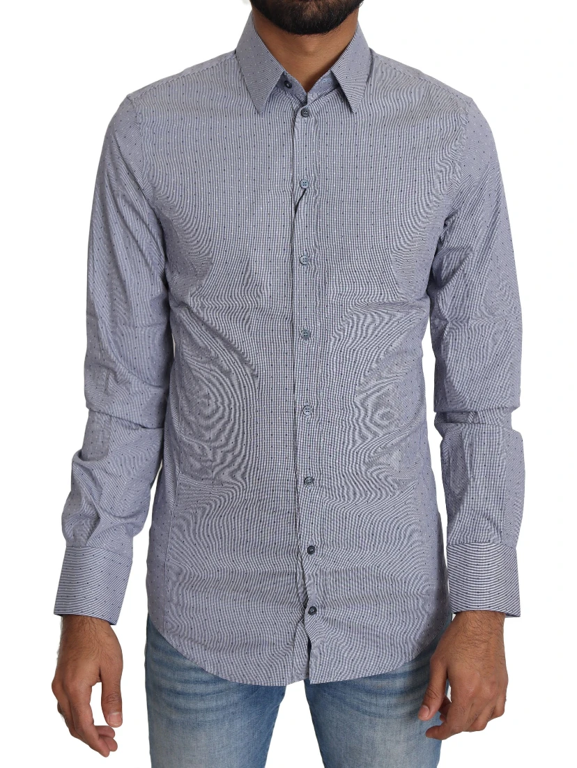 Gray Dotted Semi Fitted Formal SICILIA Shirt