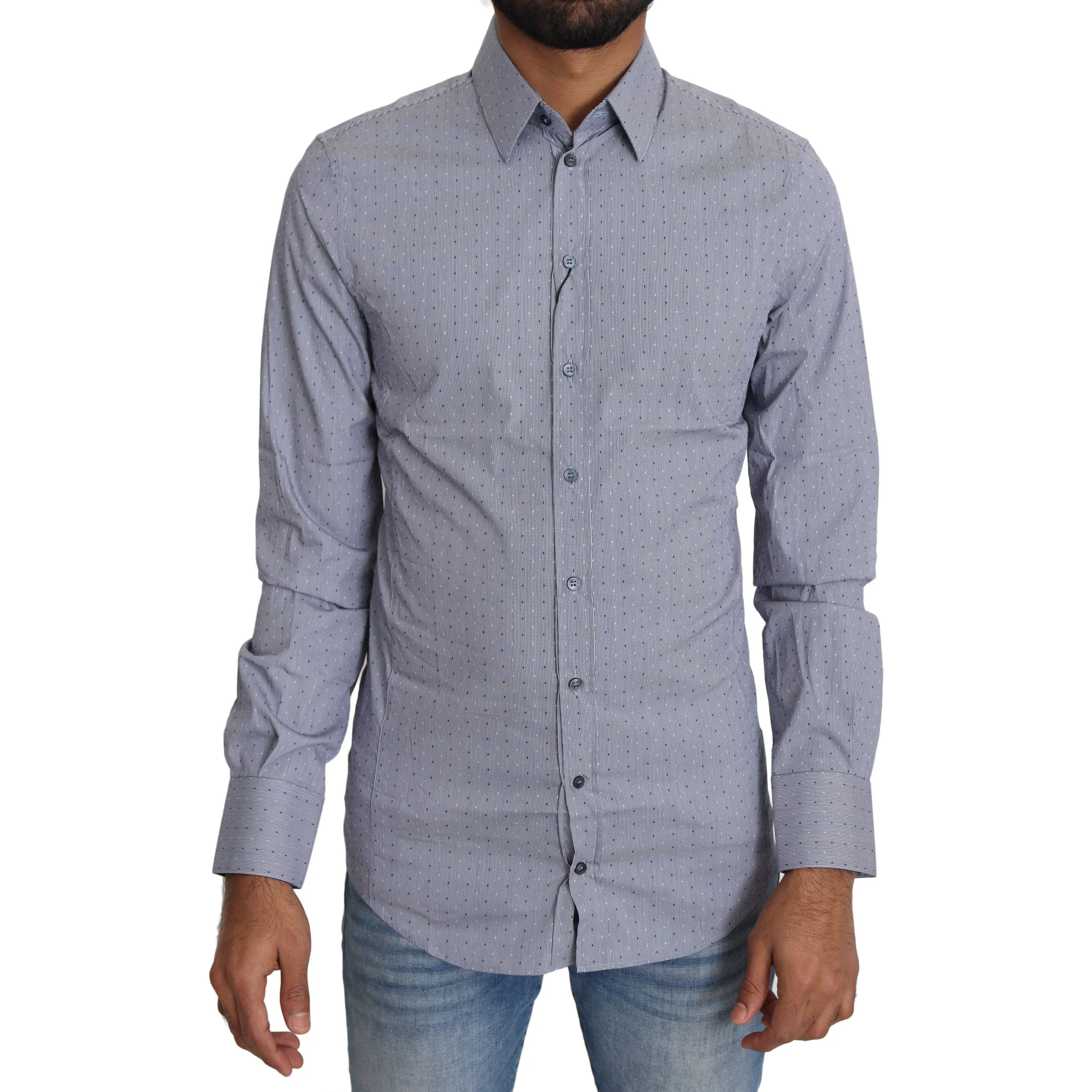 Gray Dotted Semi Fitted Formal SICILIA Shirt