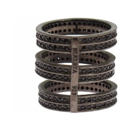 Black CZ Rhodium 925 Silver Ring