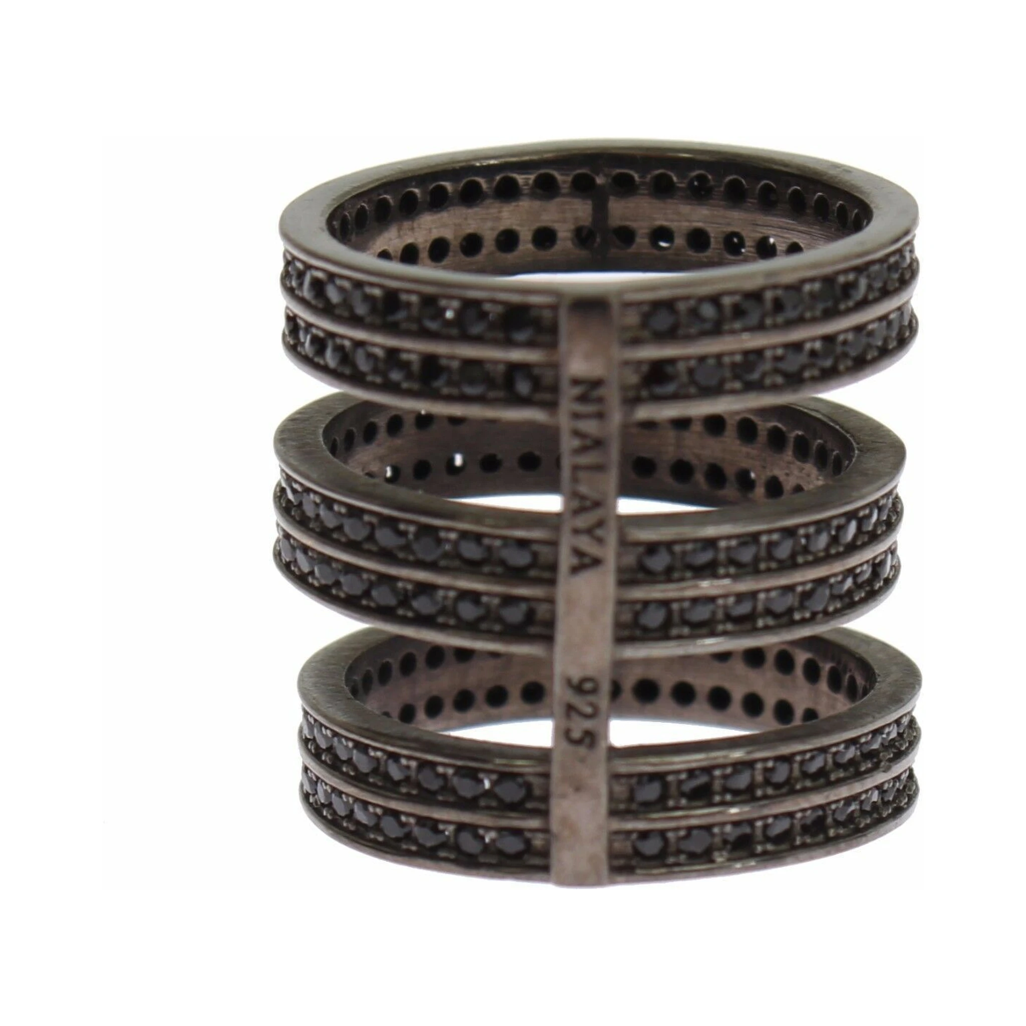 Black CZ Rhodium 925 Silver Ring