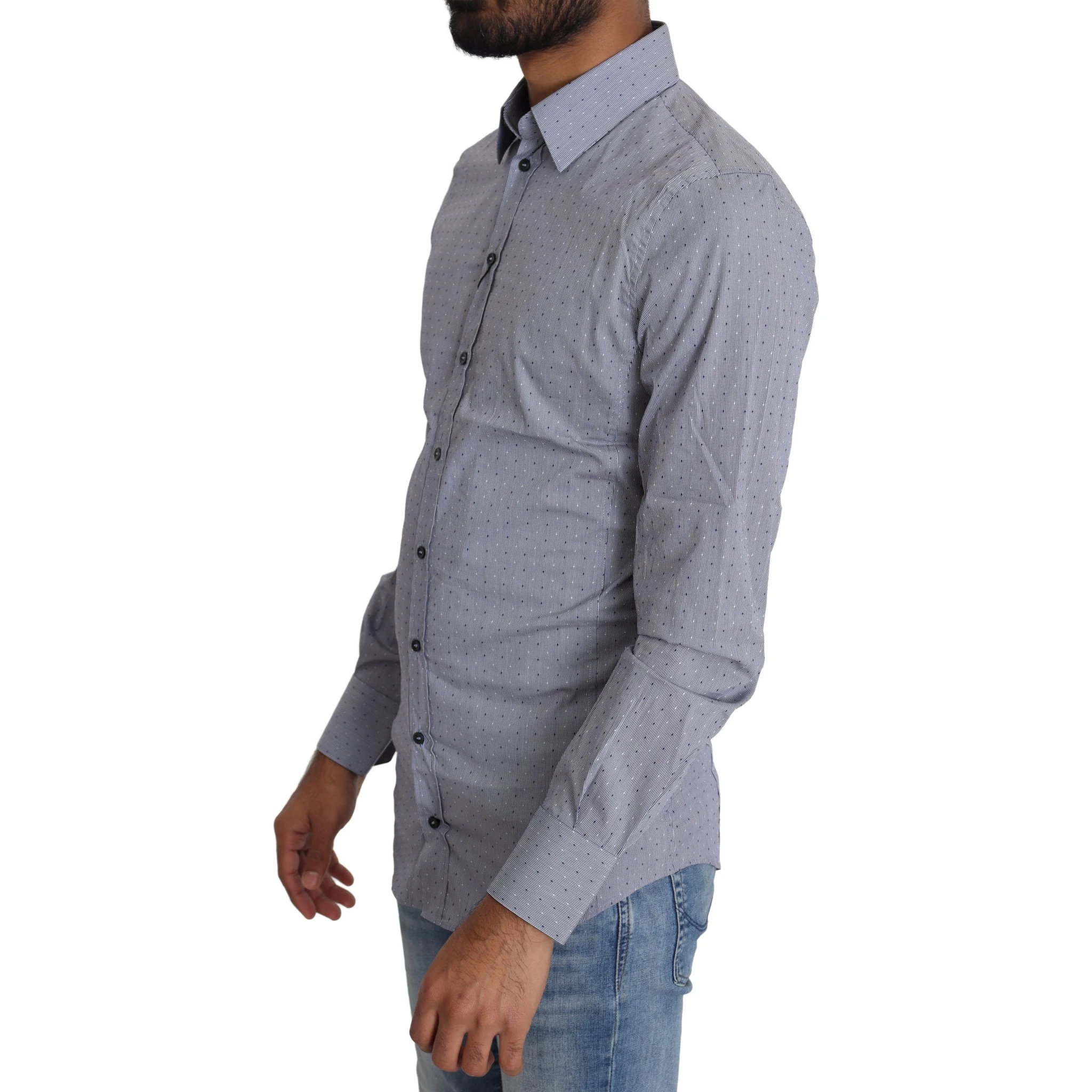 Gray Dotted Semi Fitted Formal SICILIA Shirt