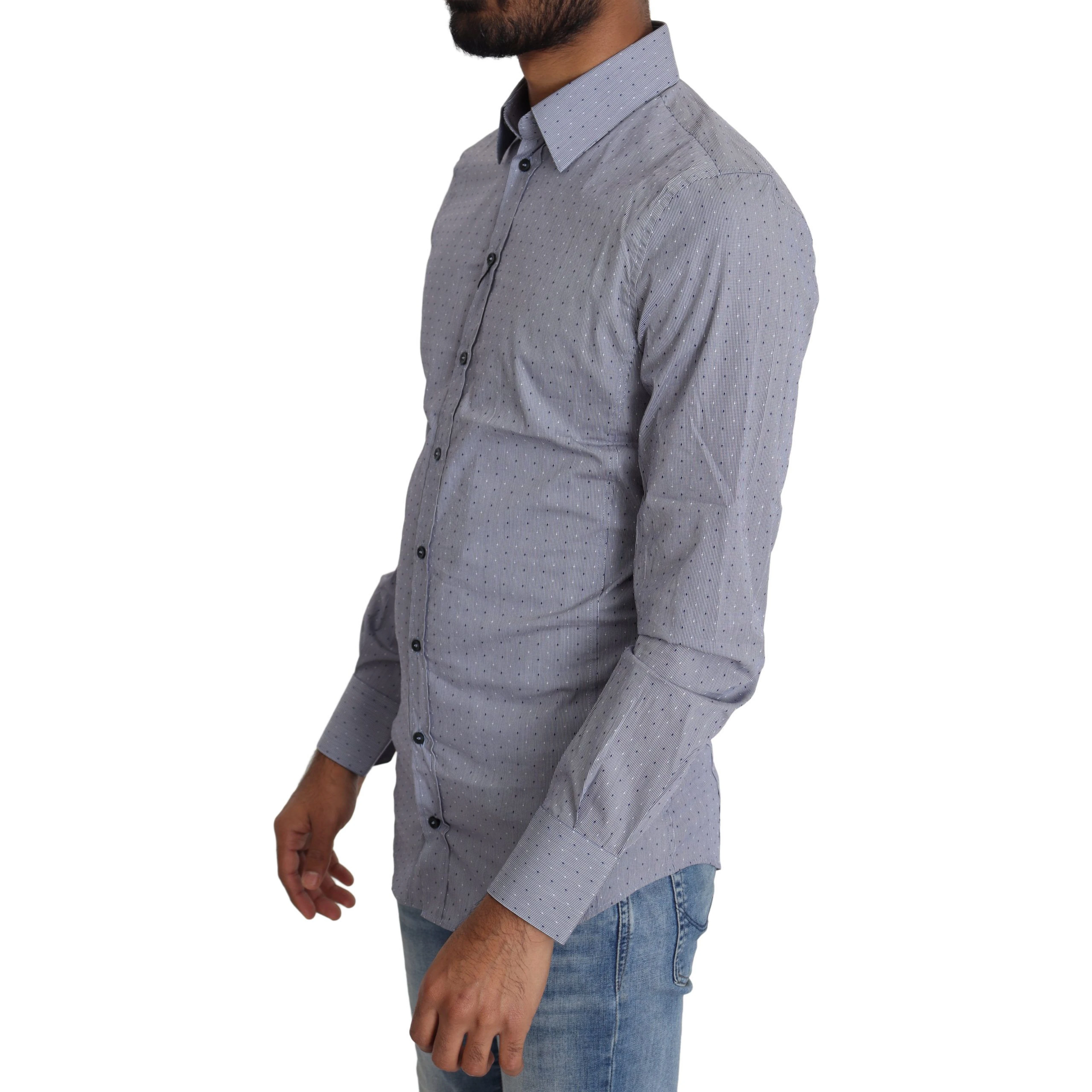 Gray Dotted Semi Fitted Formal SICILIA Shirt