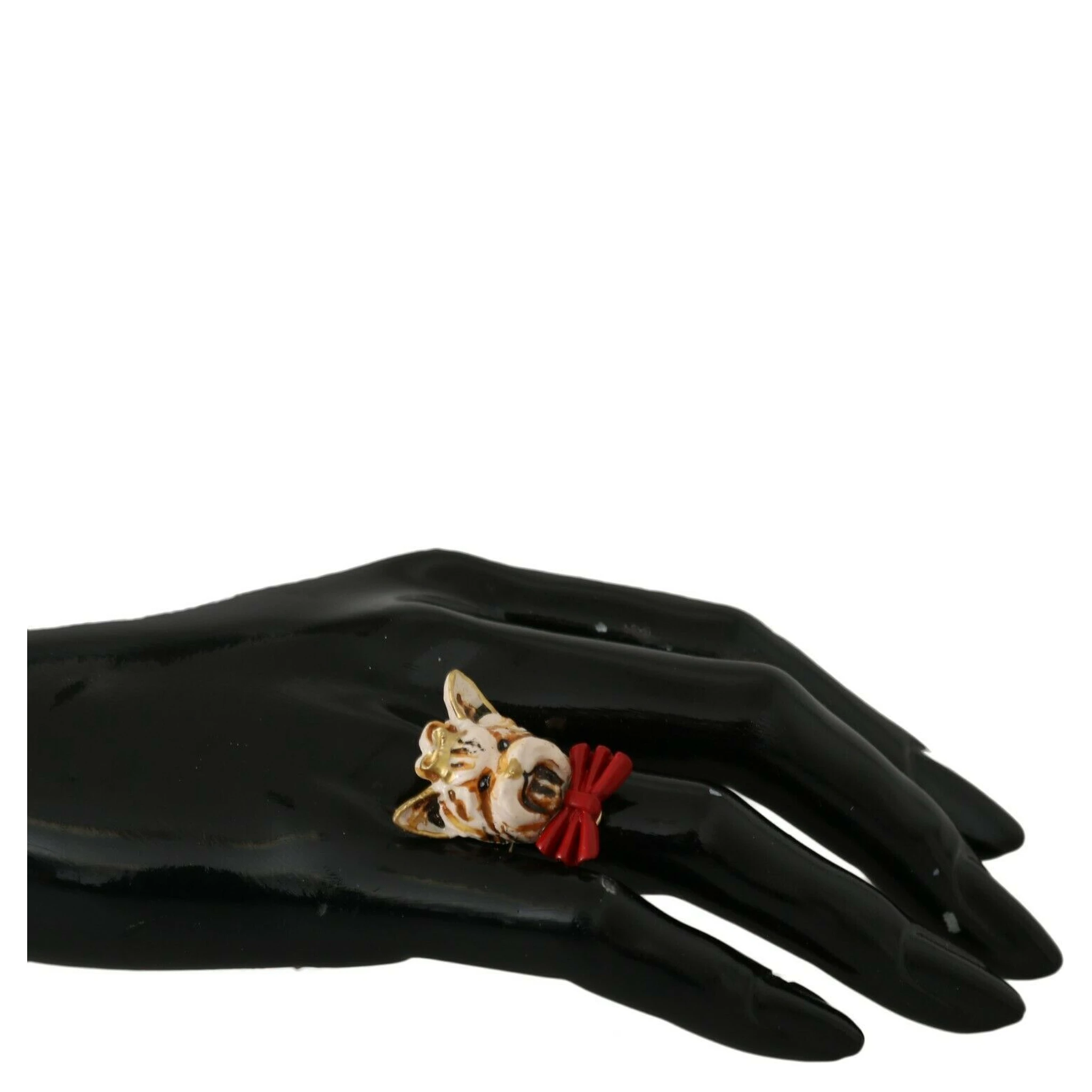 Gold Brass Resin Beige Dog Pet Branded Accessory Ring