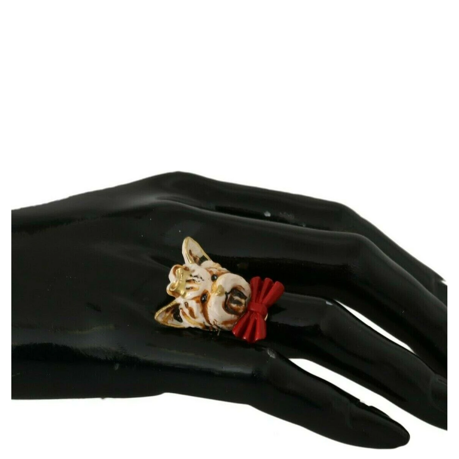 Gold Brass Resin Beige Dog Pet Branded Accessory Ring