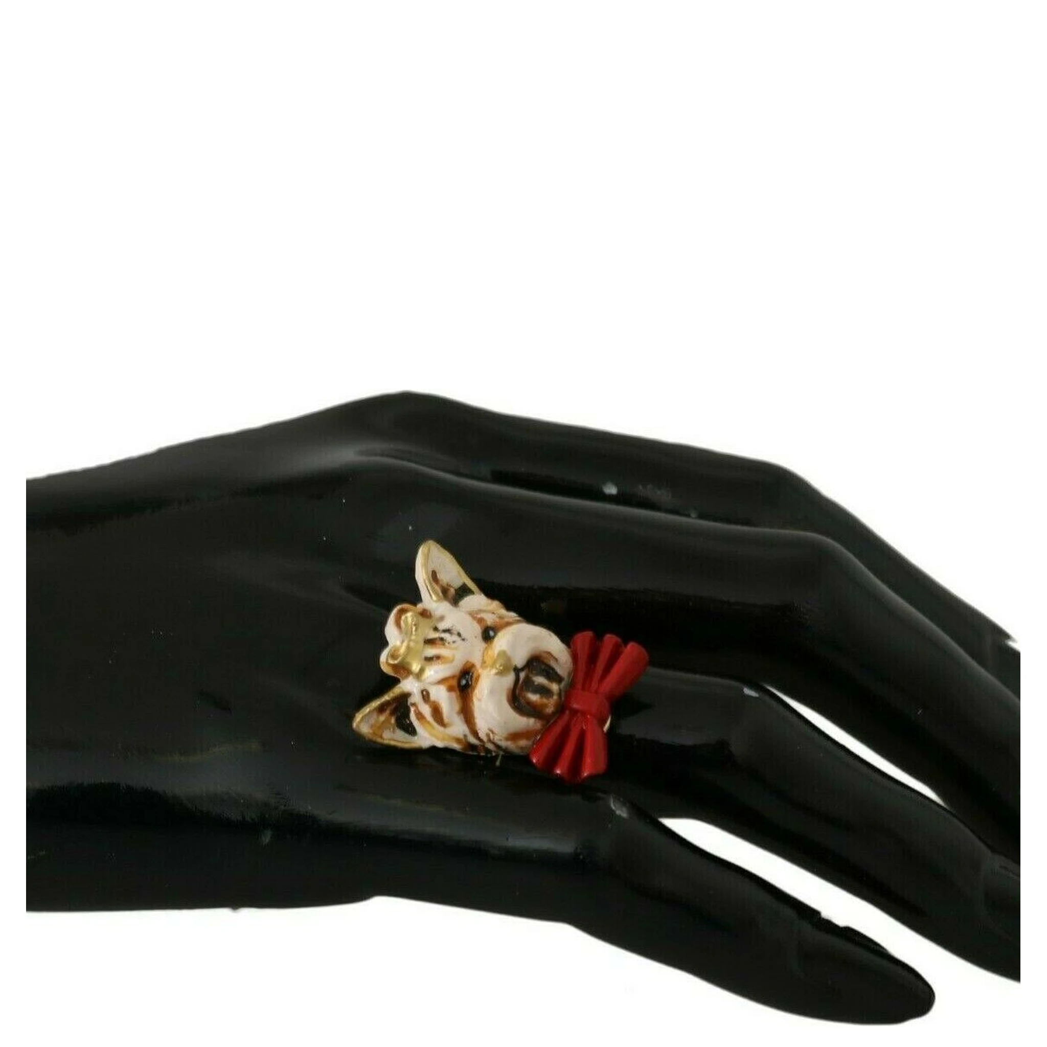 Gold Brass Resin Beige Dog Pet Branded Accessory Ring