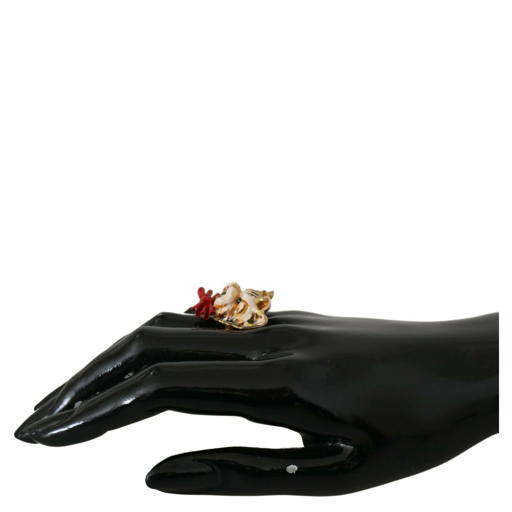 Gold Brass Resin Beige Dog Pet Branded Accessory Ring