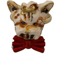 Gold Brass Resin Beige Dog Pet Branded Accessory Ring