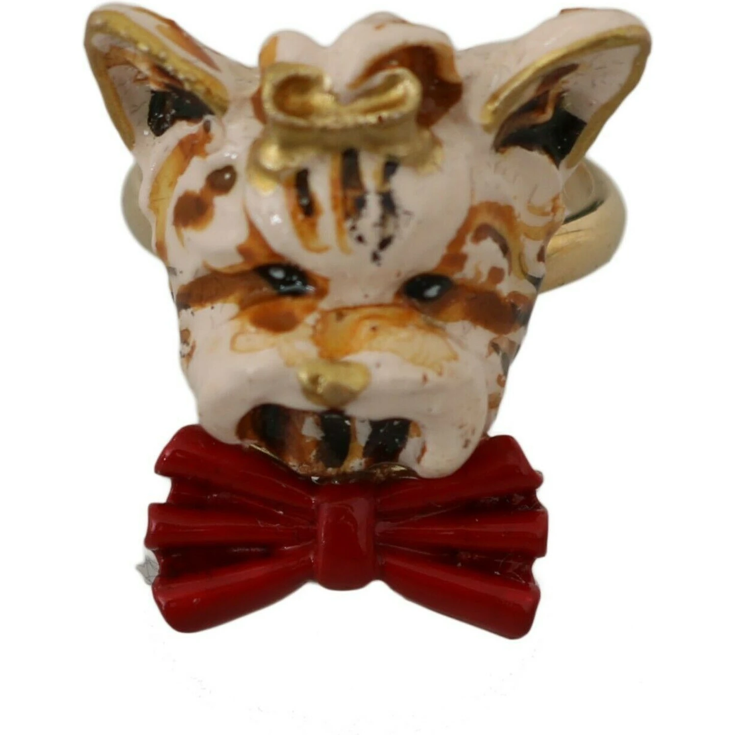Gold Brass Resin Beige Dog Pet Branded Accessory Ring
