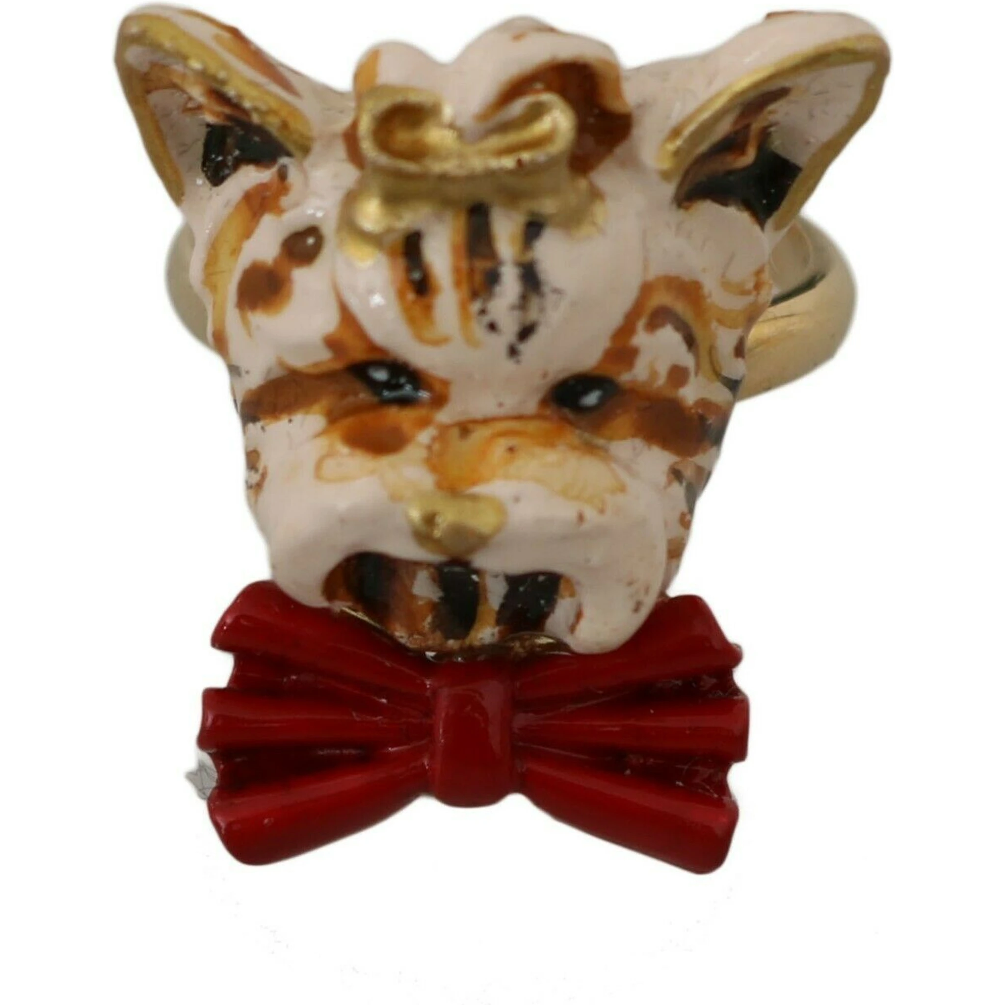 Gold Brass Resin Beige Dog Pet Branded Accessory Ring