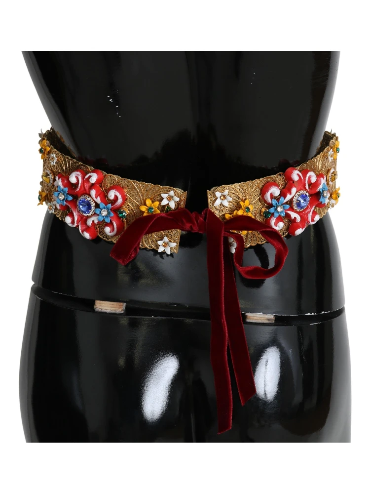 Embellished Floral Crystal Wide Waist Golden Belt alternative