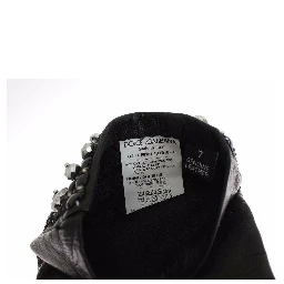 Black Leather Crystal Beaded Finger Free Gloves