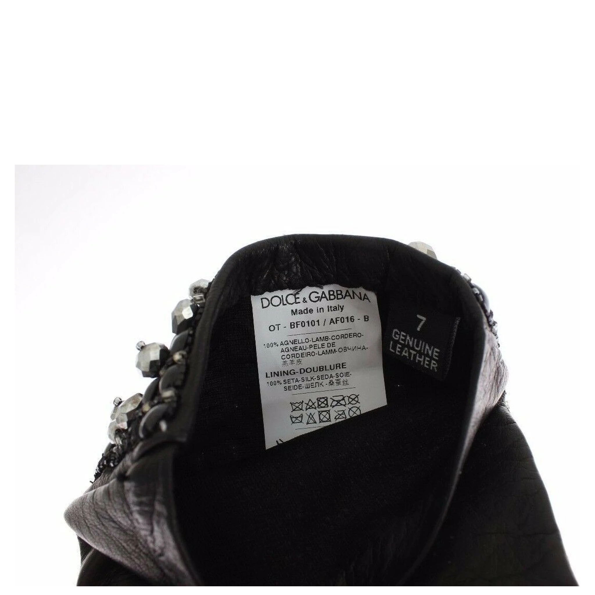 Black Leather Crystal Beaded Finger Free Gloves