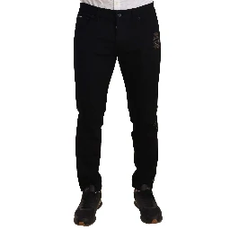 Black Skinny Fit Denim Side Band Jeans Pant