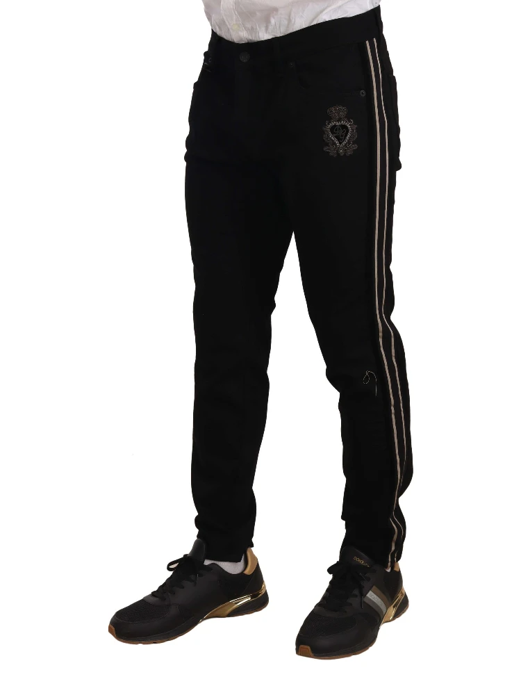 Black Skinny Fit Denim Side Band Jeans Pant alternative