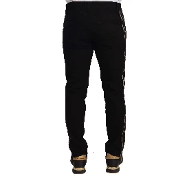 Black Skinny Fit Denim Side Band Jeans Pant