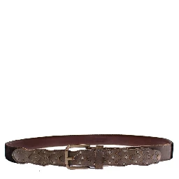 Brown Leather Logo Cintura Gürtel Belt