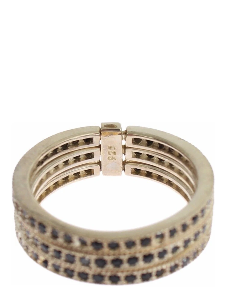 Black CZ 925 Sterling Silver Womens Ring