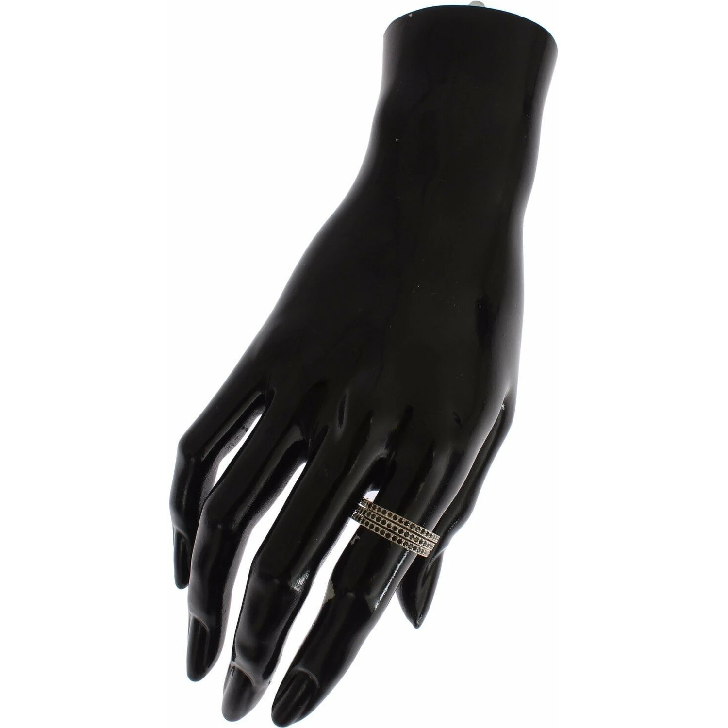 Black CZ 925 Sterling Silver Womens Ring